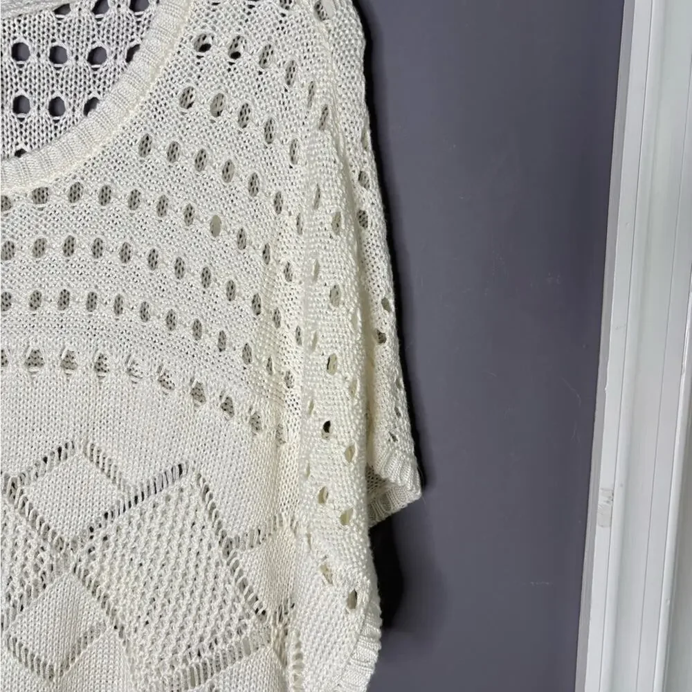 No Boundaries White Open Knit Short Sleeve Sweater XXL